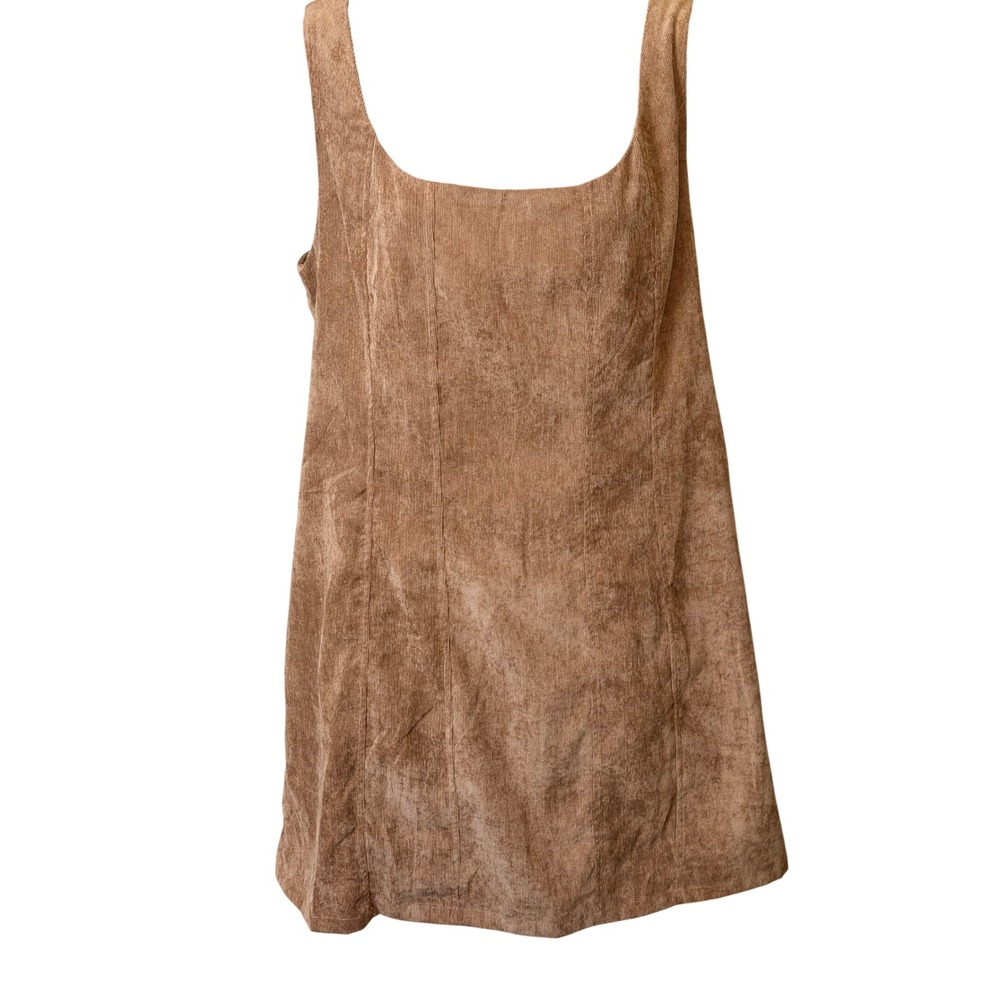 Altar'd State Tan Brown Corduroy Jumper Dress Square Neck Mini Overall L